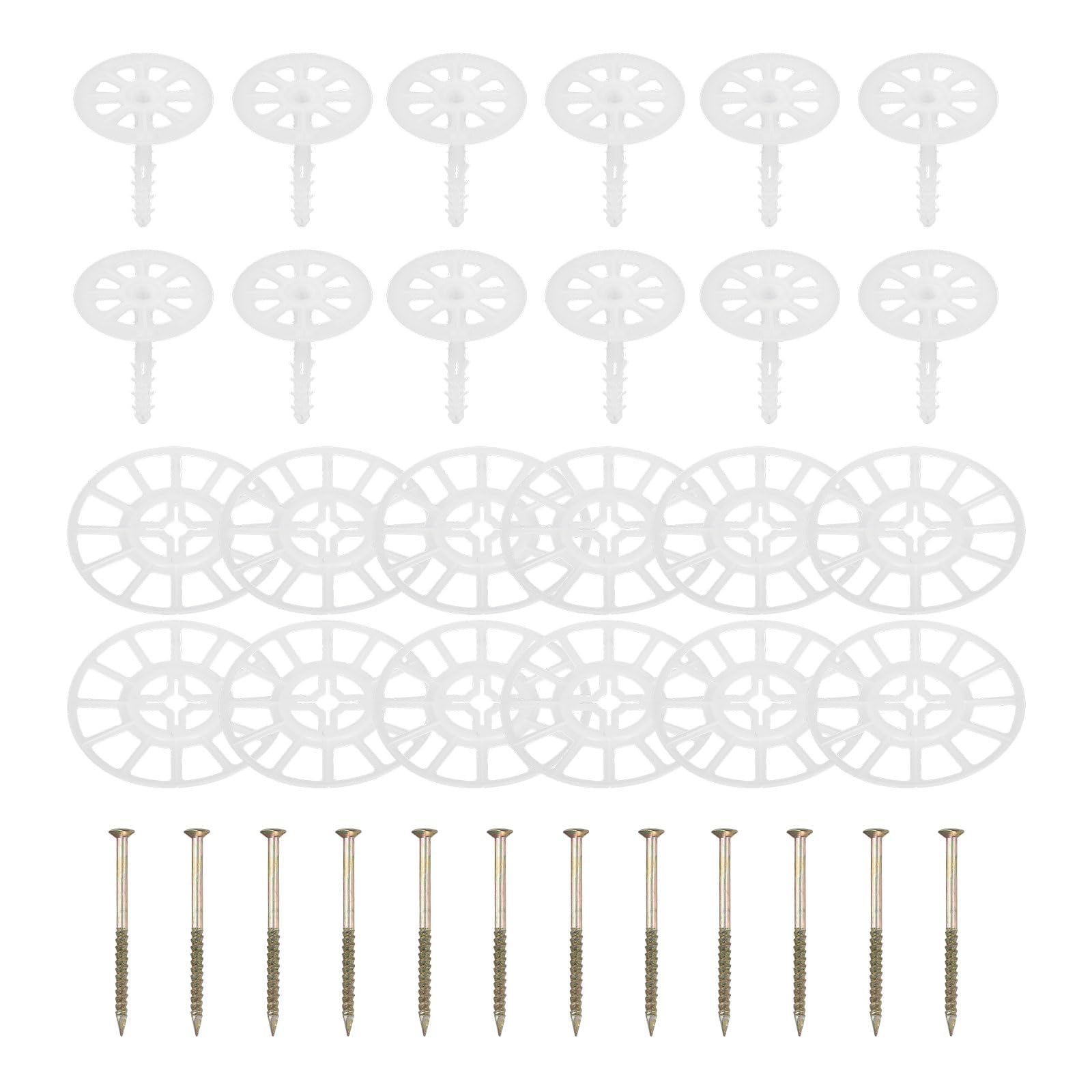 PATIKIL 82mm Perforated Insulation Pins, 50 Pcs Insulating Nails Wall Plug Plastic Expansion Bolt for Fixing Foam Boards to Masonry Wall or Ceiling