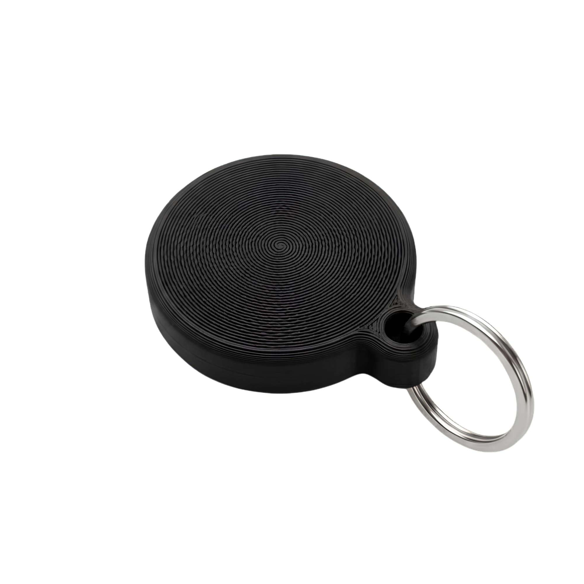 Unique Keychain Holder for AirTag | Durable Round Protective Tracker Cover with Secure Ring for Keys, Luggage, Pets & Backpacks | Random Pattern Design | 7 Colors (3, Black)-image-31