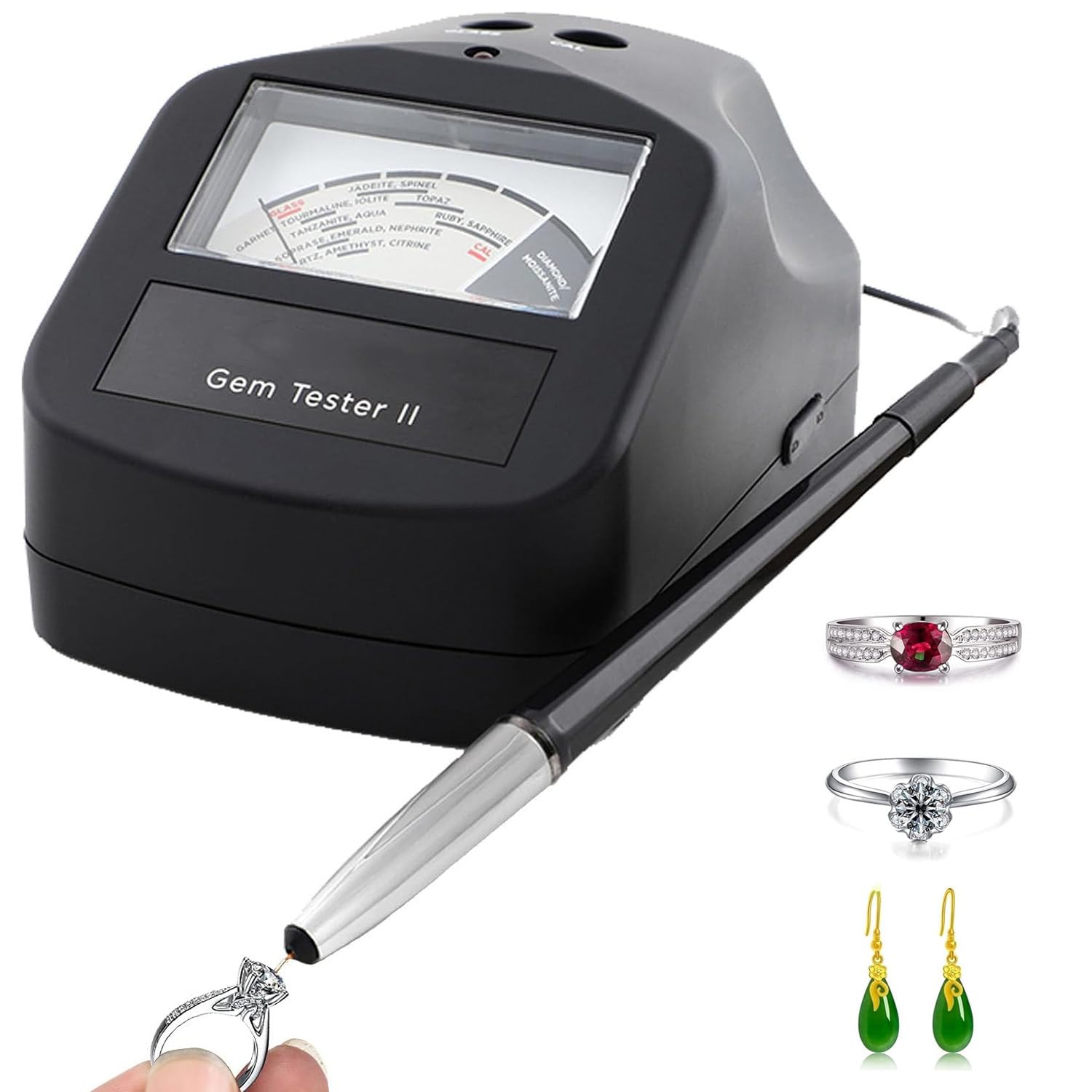 Probador Diamantes Piedras Preciosas Detector Profesional, Pluma Probadora Electrónica con Conductividad Térmica, Calibración Automática,Prueba Dureza Jade & Moissanita