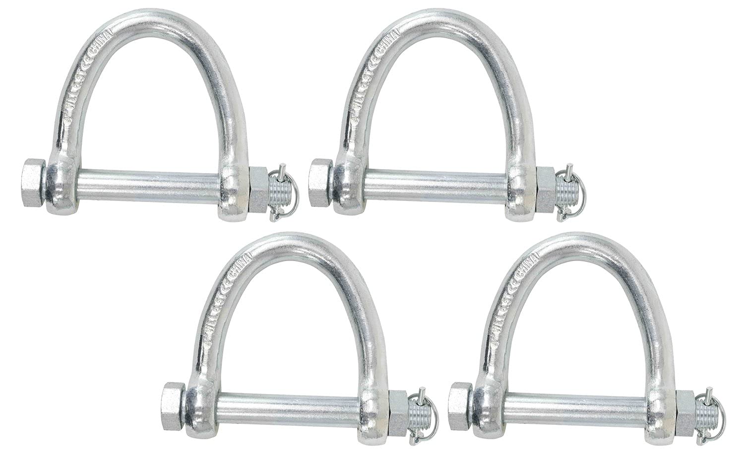 Mytee Products Web Sling Shackle - 4" w/Quick Pin, 13,000 lbs WLL, White Blue Zinc, for Recovery Straps, Auto Hauling, Towing