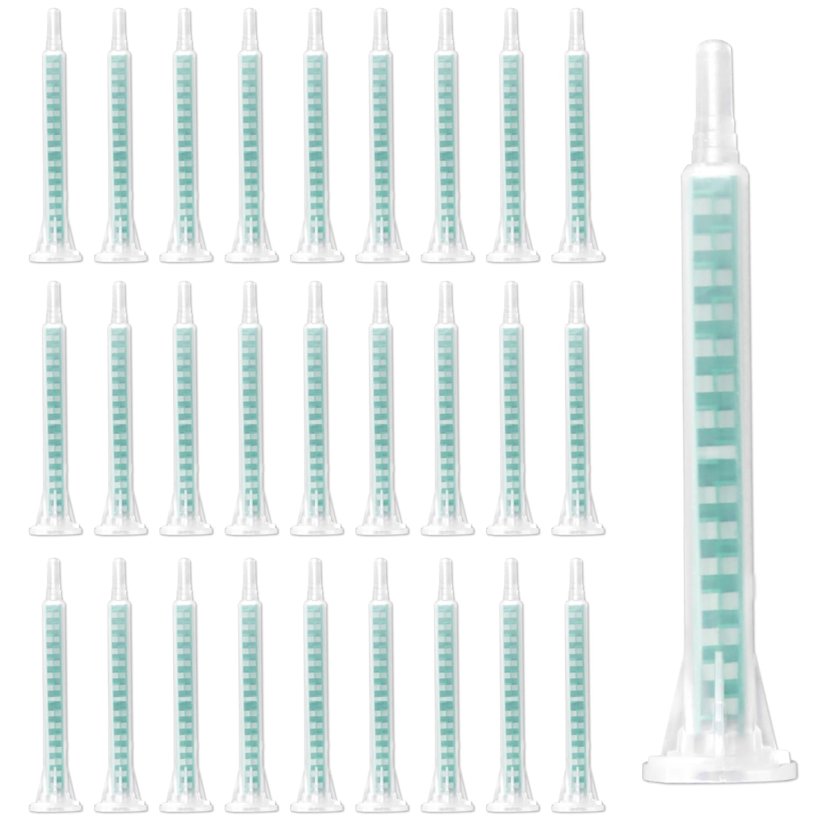 Westch Green 50Pcs Epoxy Mixing Nozzle Tip,Square Static Mixer Nozzle Tube Tip,Ab Glue Adhensive Gun Mixer,F6-16 Ab Glue Mixing Tube For Gun Applicator
