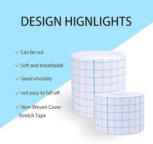 Miniatura 2 de 2 rollos de cinta elástica no tejida de 10.9 yardas, vendajes adhesivos no tejidos, cinta de vendaje transpirable (1.96 pulgadas, 3.14 pulgadas)