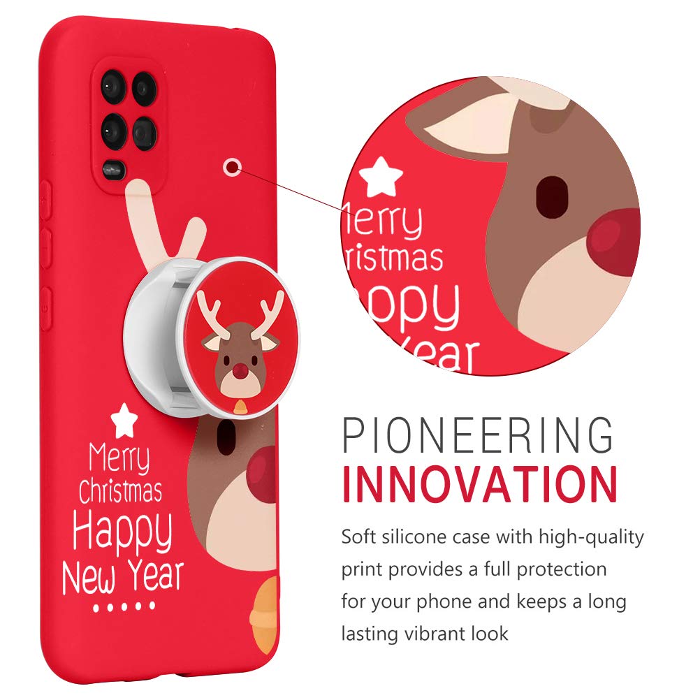 Yoedge per Xiaomi Redmi Note 10S 6,43 Cover,Rosso Silicone TPU Custodia con Supporto e Impugnatura con Design Cute Cartoon Regalo Natale Antiurto Protective Back Case per Redmi Note 10 4G,Alce 3
