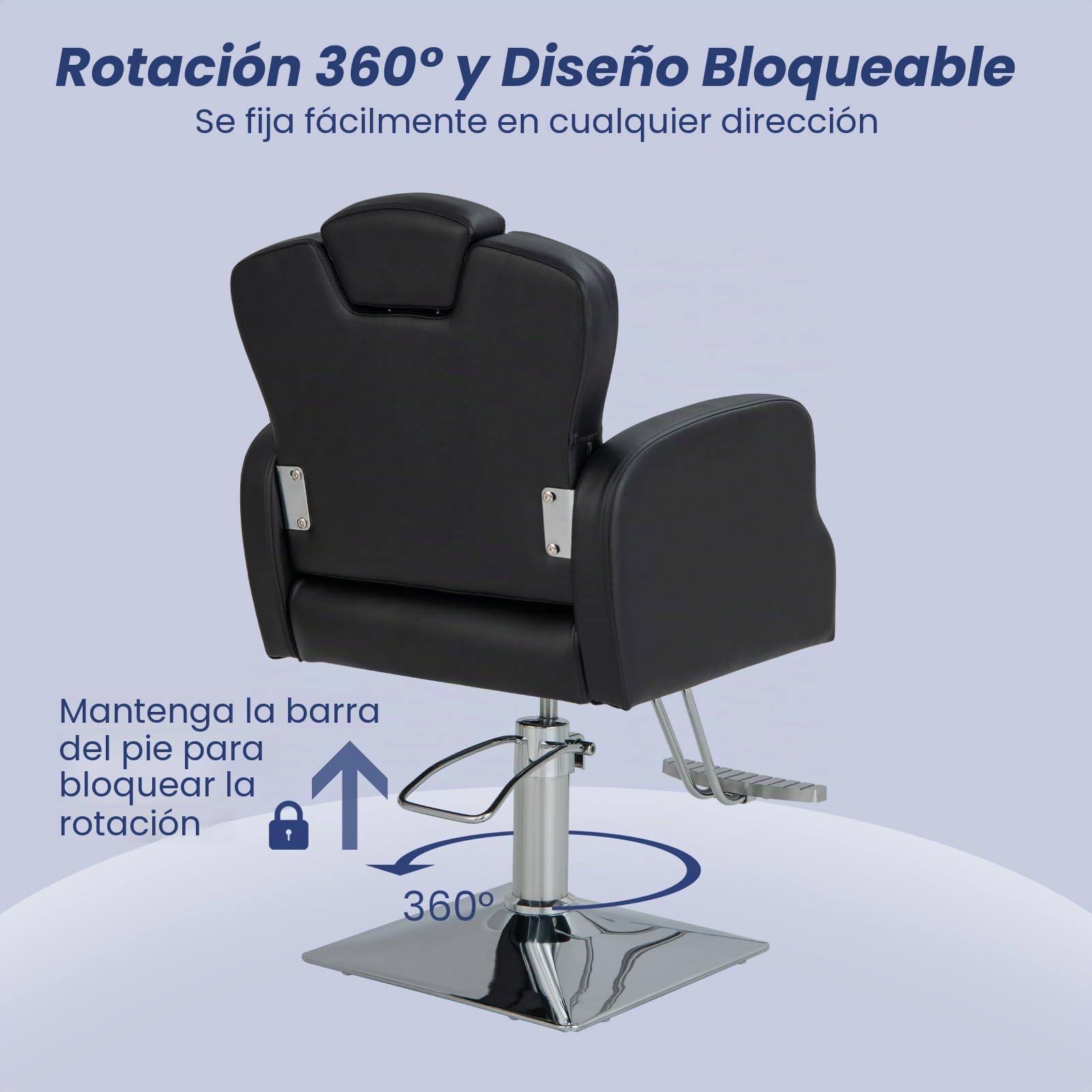 GOPLUS Silla de Peluquería con Bomba Hidráulica, Silla de Barbero Moderno Giratorio 360 ° con Asiento Ajustable, Reposacabezas, para Salón de SPA y Belleza, Barbería, Carga 150 kg, Negro