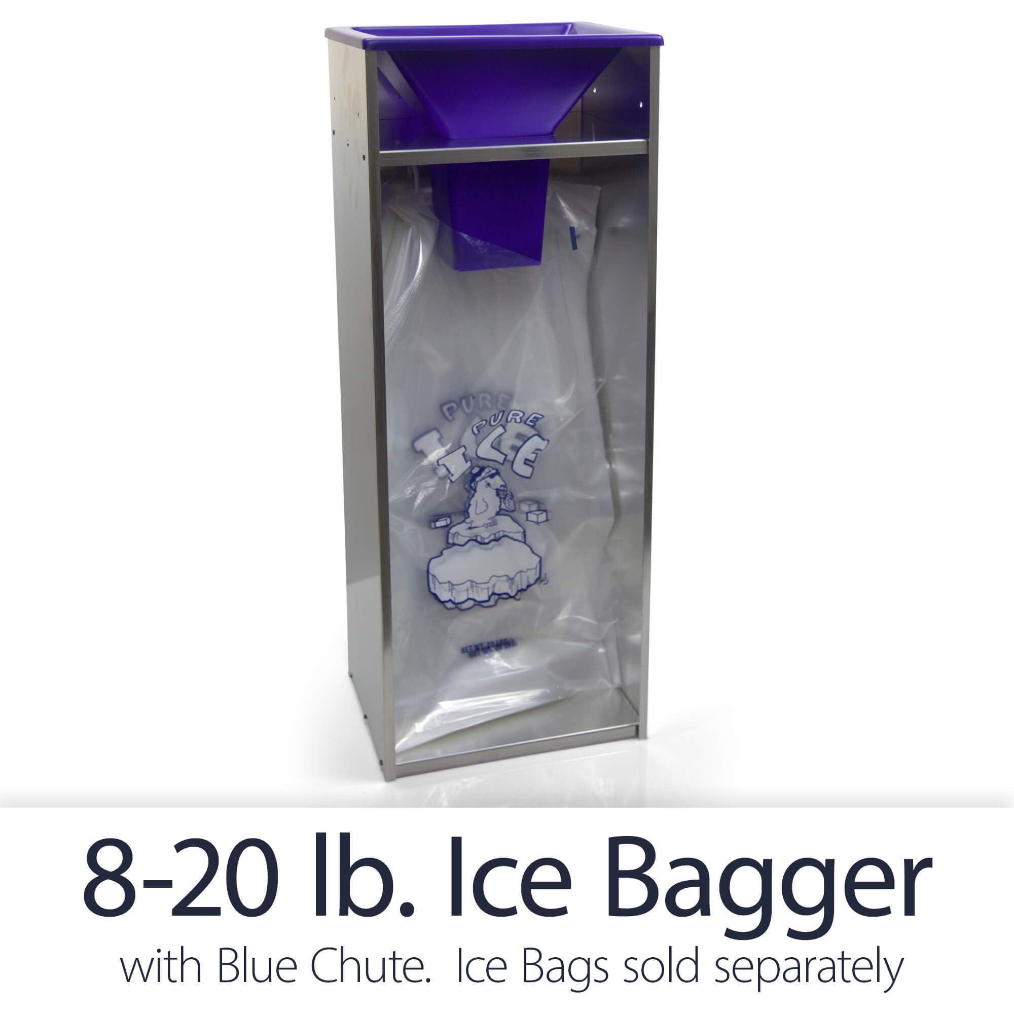 8 LB - 20 LB Ice Bagger, Ice Bag Filler Stand, Ice Bagger for Ice Machine, Perfect for 8lbs - 20lbs Ice Bags on Plastic or Metal Wicket - Designed for Convenience Store Owners - by Interplas