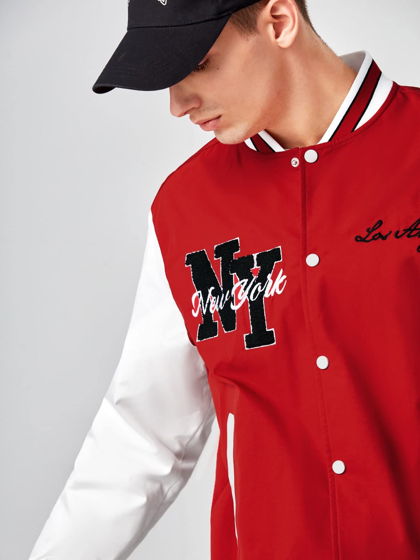 Jackets for Men Jackets Men Letter Patched Colorblock