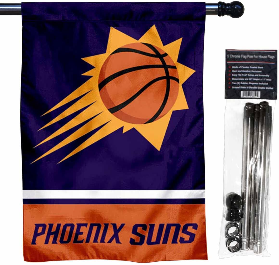 Suns Banner House Flag and 5 Foot Flagpole Set