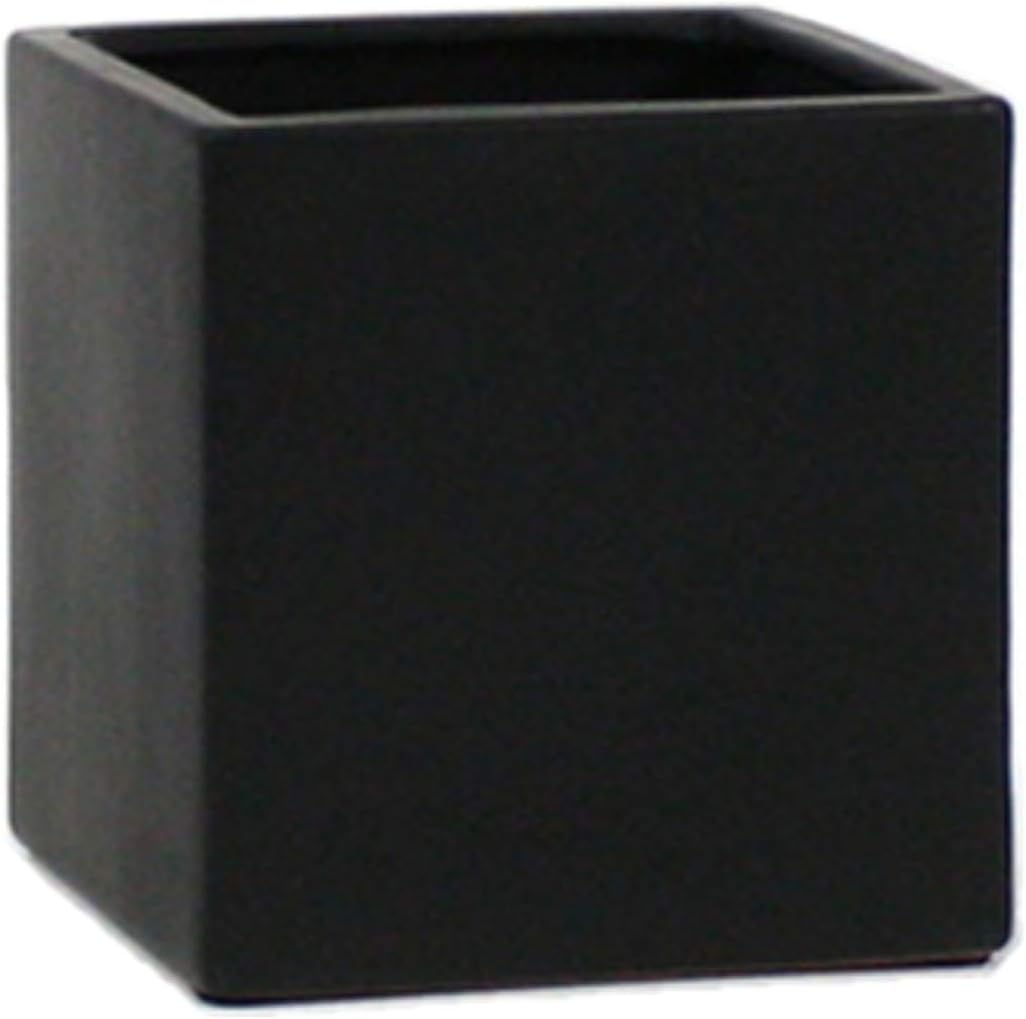 WGV Ceramic Cube Vase Width 3" Height 3" (Fits 2.5" Pot) Elegant Modern Small Square Floral Planter Terrarium Container Table Dresser for Event Accent Home Office Decor Black 1 Piece (Pack of 2)