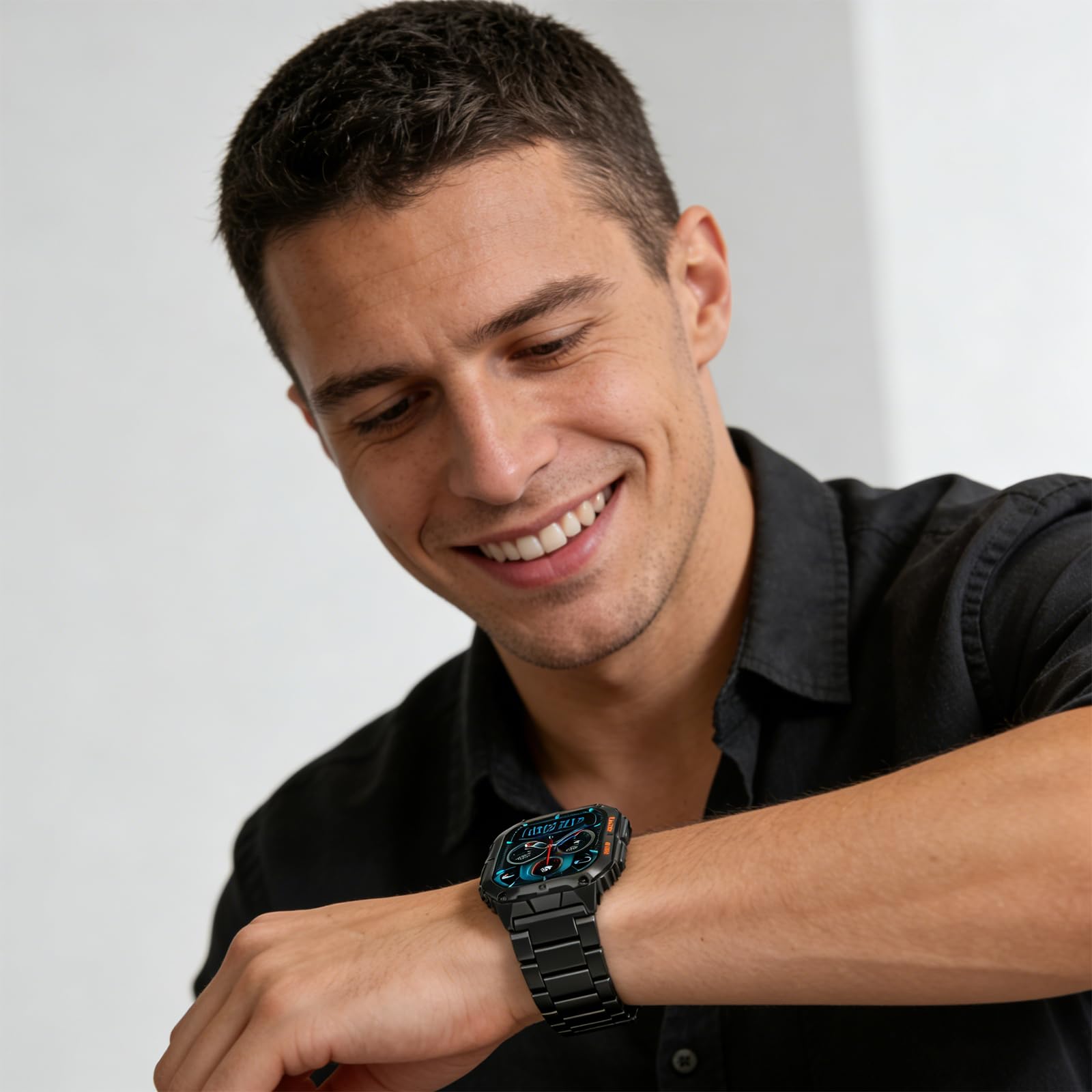 MEGALITH Smartwatch Uomo Chiamate Whatsapp: Orologio da Polso Android iOS Compatibile - Fitness Tracker Smart Watch Contapassi Nero