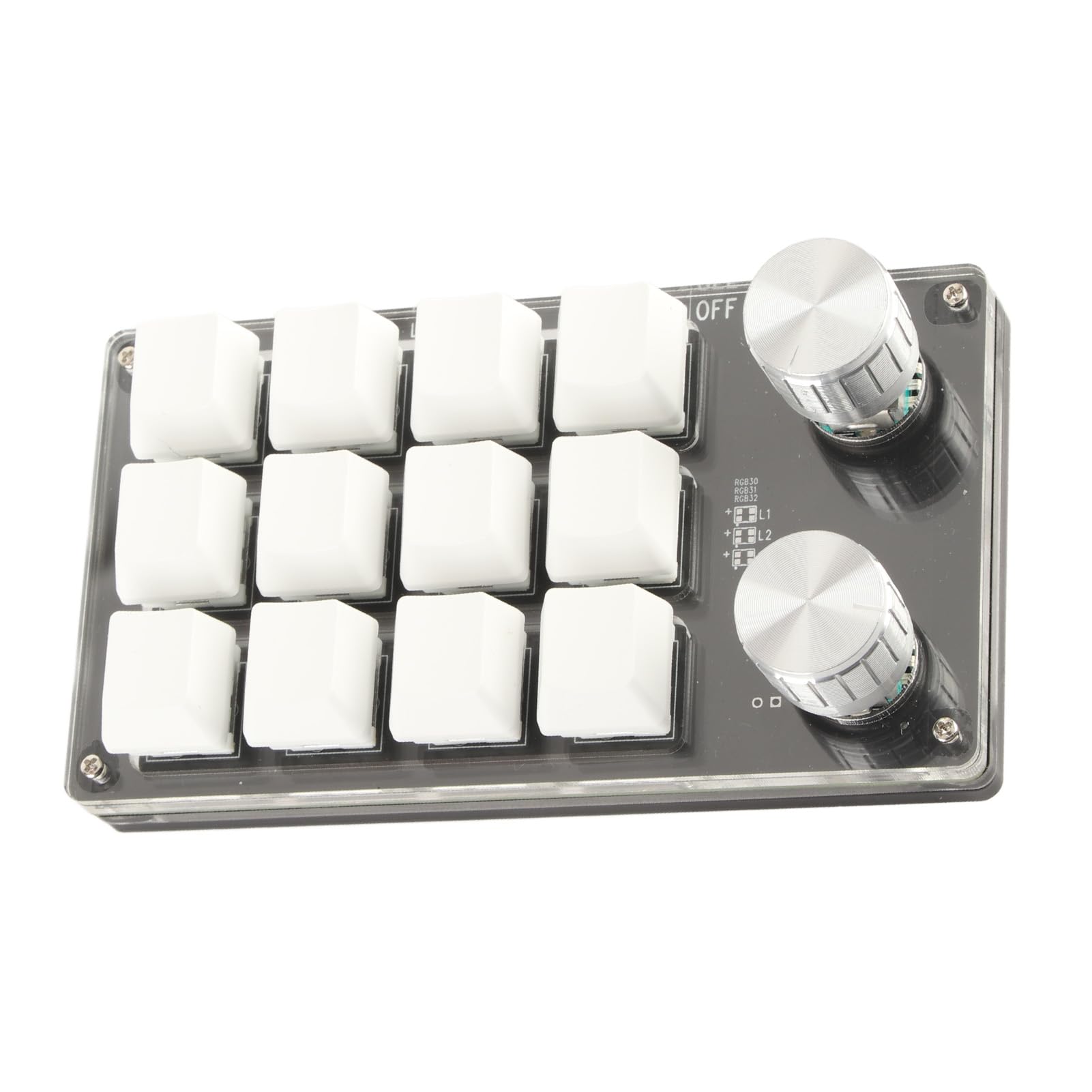 Cryfokt Clavier mécanique programmable à une main, clavier macro programmable RVB à 12 touches avec bouton Plug and Play, clavier de jeu mécanique multifonction pour (noir et blanc)