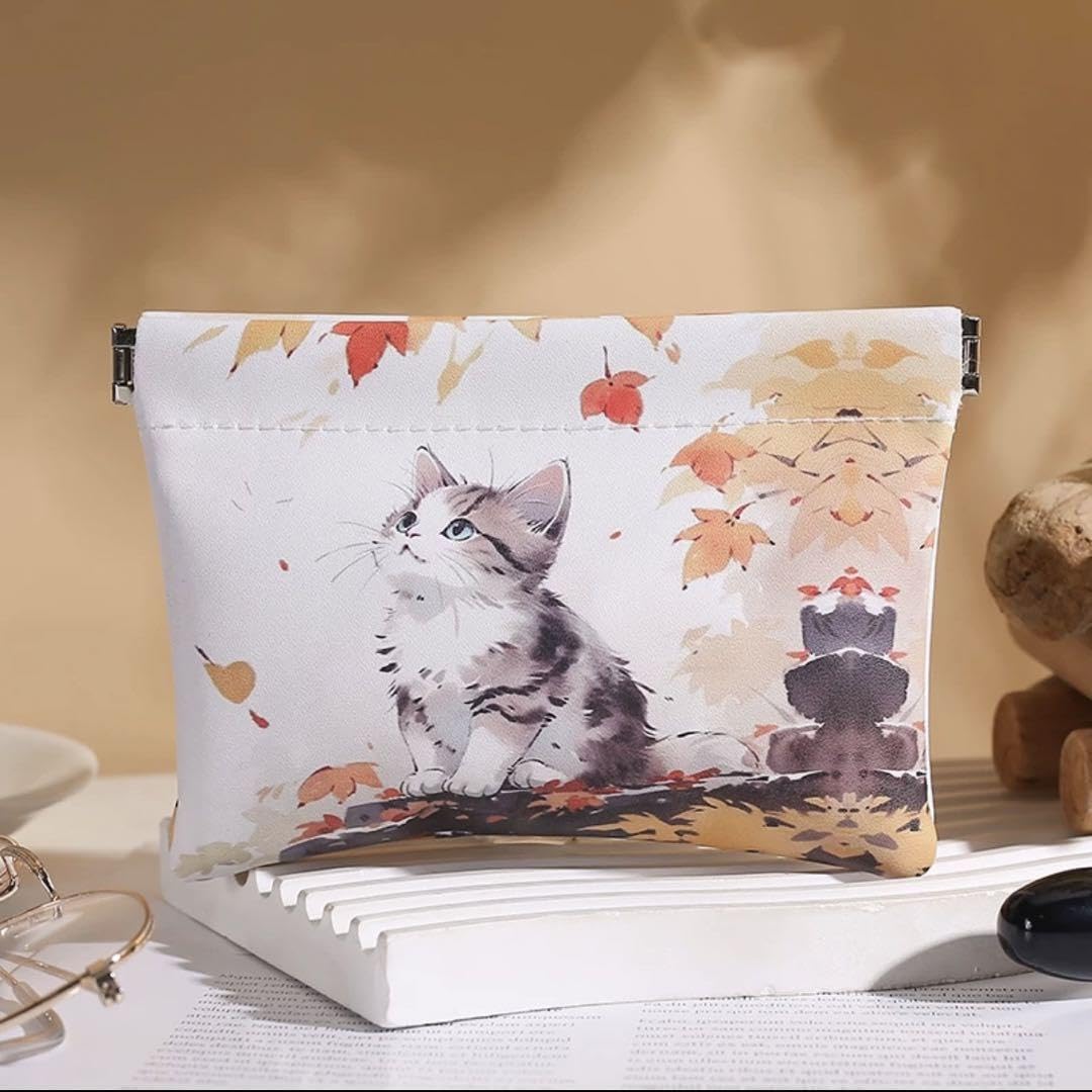 Amazon.co.jp: ねこ ポーチ 可愛い 猫柄 ネコ好き もみじ : ファッション