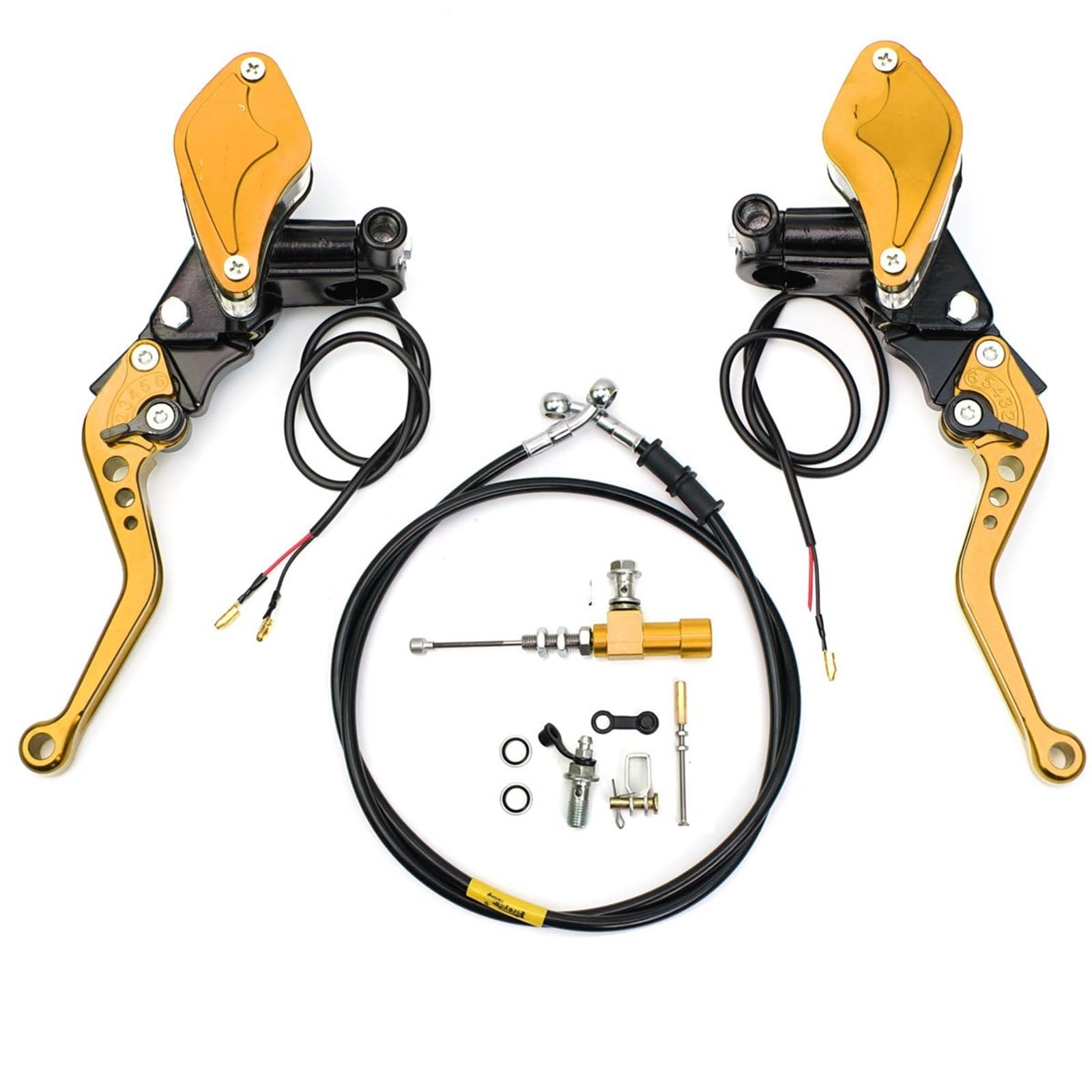 IUKMR Motorcycle Clutch Brake Lever Motorcycle Hydraulic Clutch Kit Brake Master Cylinder Oil Hose Levers(G)