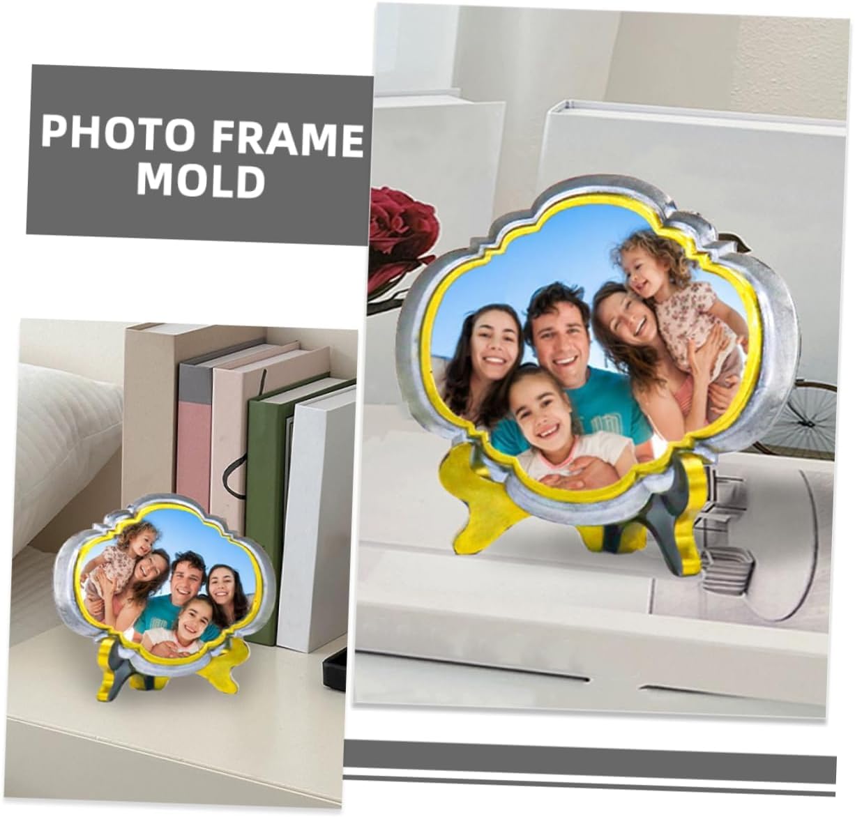 EnaMeena Romantic Resin Photo Frame Silicone Mold Set for DIY Crafts - 7x6 Inch Picture Frame & Easel Stand Molds - Reusable Epoxy Resin Molds for Art, Valentine's Day Gifts, Home Decor 3