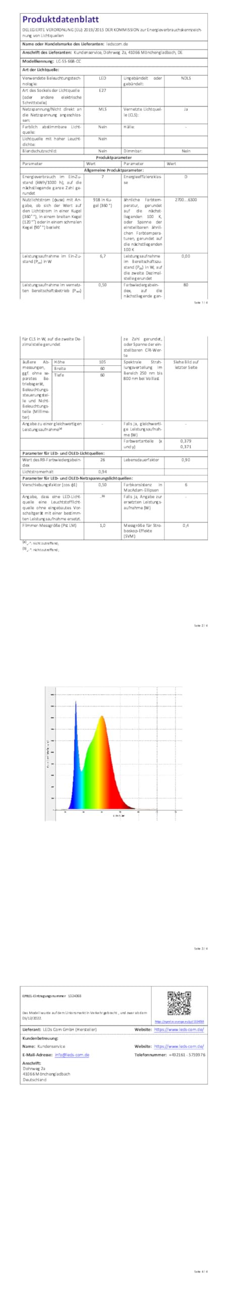 ledscom.de 6x Porzellan Decken-Einbauleuchte TELA weiß, inkl. E27 LED Lampe 918lm, Smart Home, warmweiß - kaltweiß