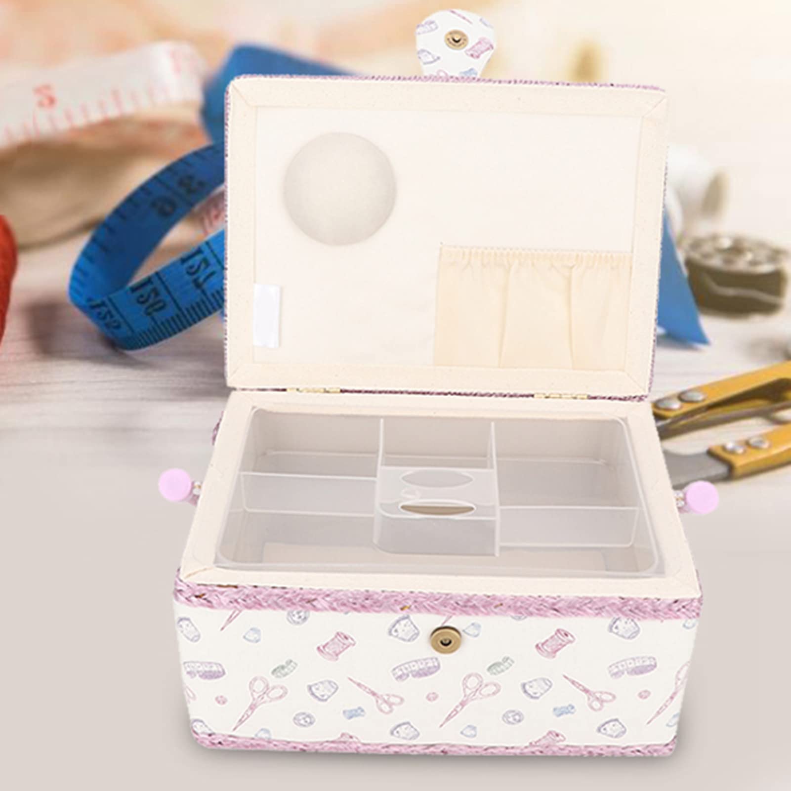 Cestino da cucito vintage, tessuto per la casa, organizer per filo e aghi, vecchia borsa da cucito vintage per riparazioni di cucito, principianti e professionisti