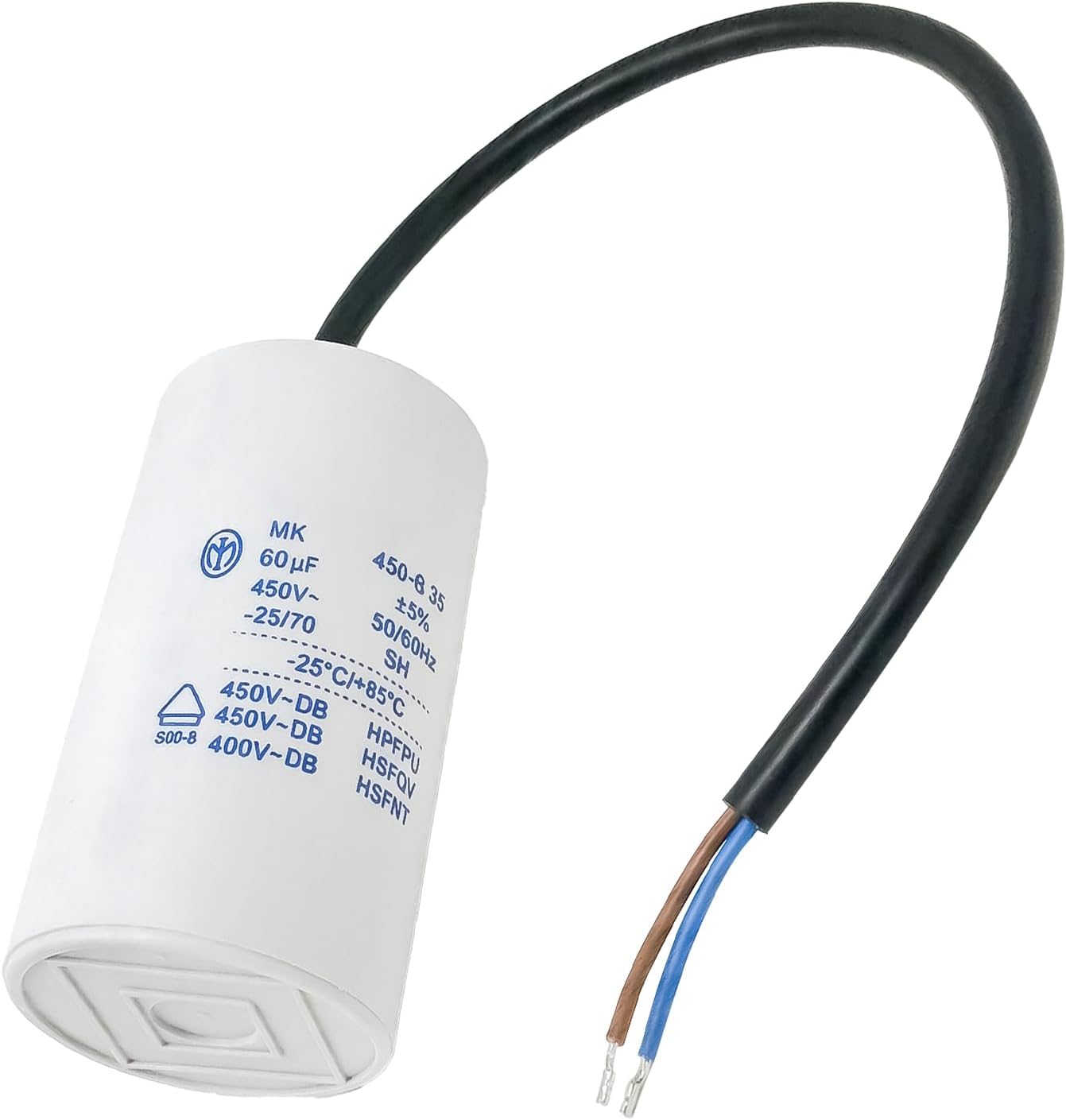 CBB60 60 uF/MFD 450 VAC 50/60Hz Motor Run Capacitor – Round Capacitor for AC Motor, Air Conditioner, Fan, Compressor & Heat Pump Replacement