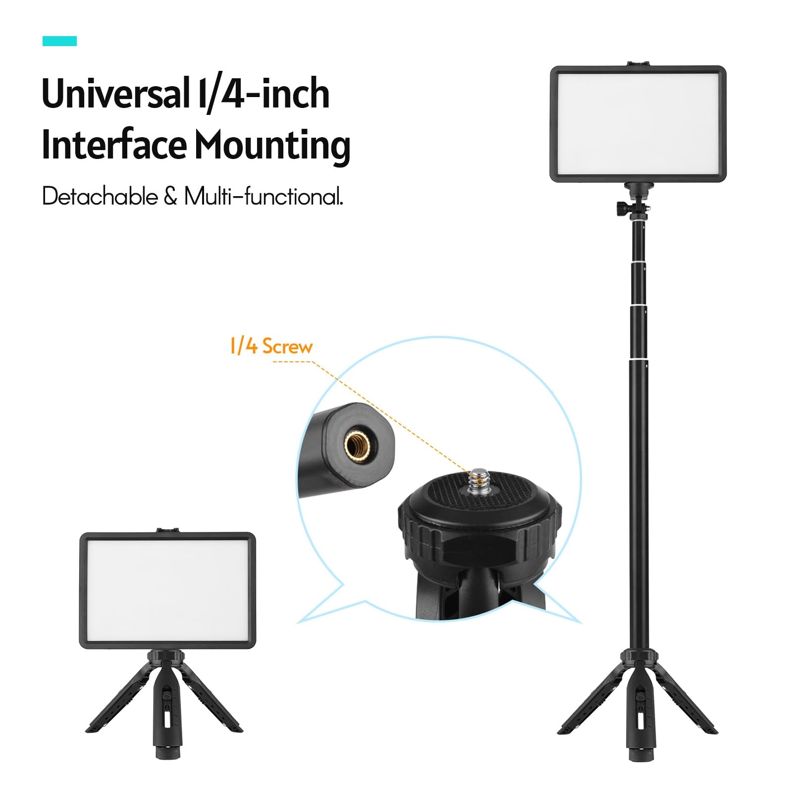 luce video led,HUIOP Kit luce video LED USB Illuminazione per videoconferenza con 2 * Luce di riempimento LED 3200K-5600K dimmerabile + 2 * Treppiede estensibile + 16 * Filtri colorati per streaming l