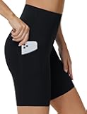 Women's High Waist Workout Shorts Stretchy Tummy Control Yoga Biker Running Shorts with Pockets