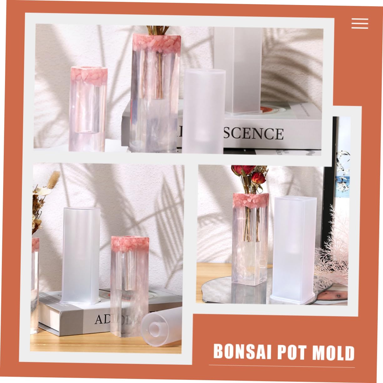 HOMSFOU 5 Juegos Molde de Silicona para Jarrón Cuboide Superficie Lisa y Fácil Desmoldeo Molde Práctico para Manualidades Diy para con Plantas Suculentas Hogar u Oficina