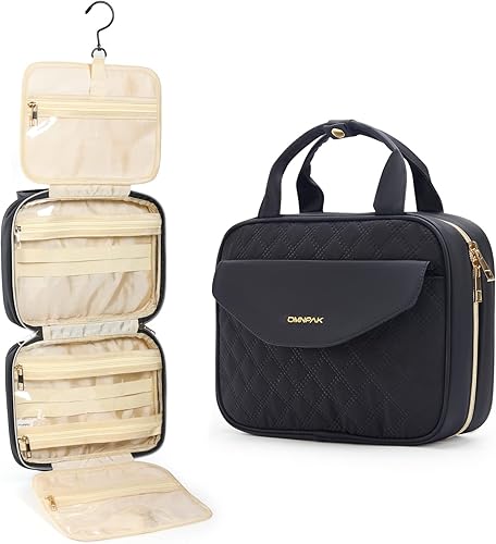 Omnpak Neceser organizador de viaje con gancho para colgar, bolsa portátil impermeable transparente organizador de maquillaje para productos de