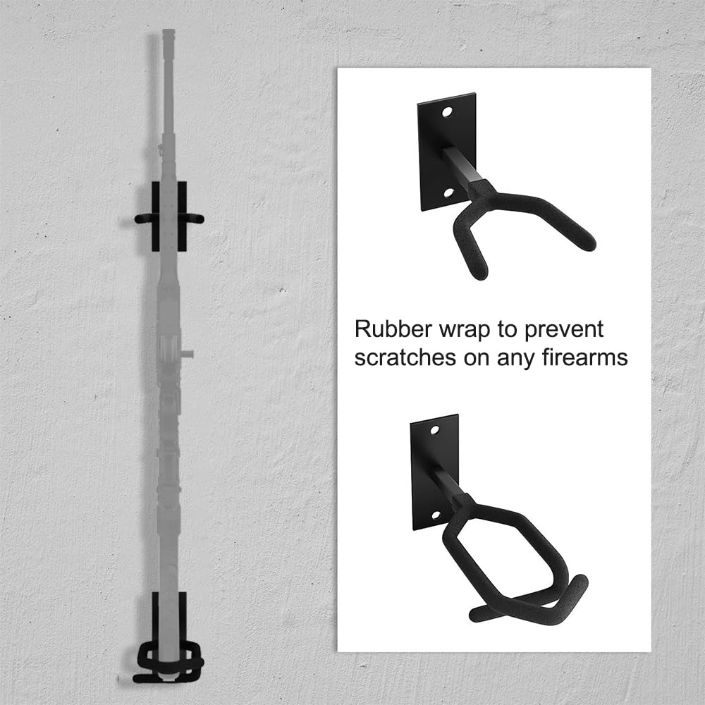 MiOYOOW Supporto per Pistola da Parete, 1 Set di Espositore Ganci per Fucili in Metallo, Altezza Regolabile, Porta Fucile per Interni, può Contenere Fino a 40 Libbre