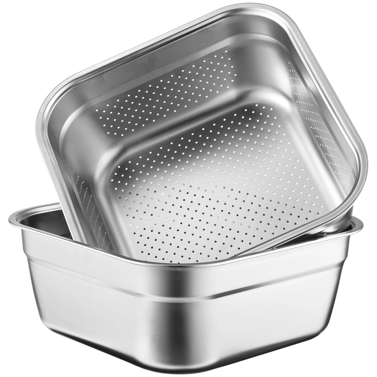 2-in-1-Spülschüssel-Set, Edelstahl-Spülwanne mit Sieb, Obst- und Gemüsespülbecken, Mehrzweck-Schüsselset zum Waschen und Abtropfen von Reis, Nudeln, Lebensmittelsieb, Rührschüssel