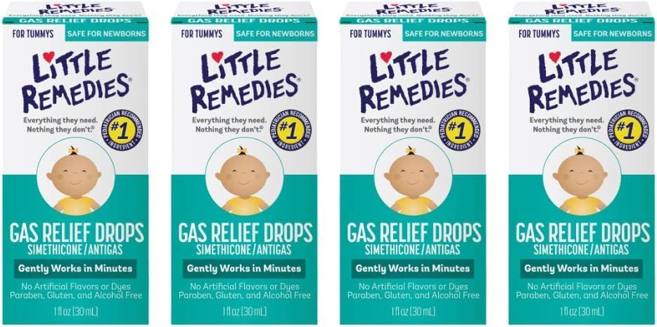 Little Remedies Gotas de alivio de gas, sabor a bayas naturales, seguras para recién nacidos, 1.0 onzas líquidas (paquete de 4)
