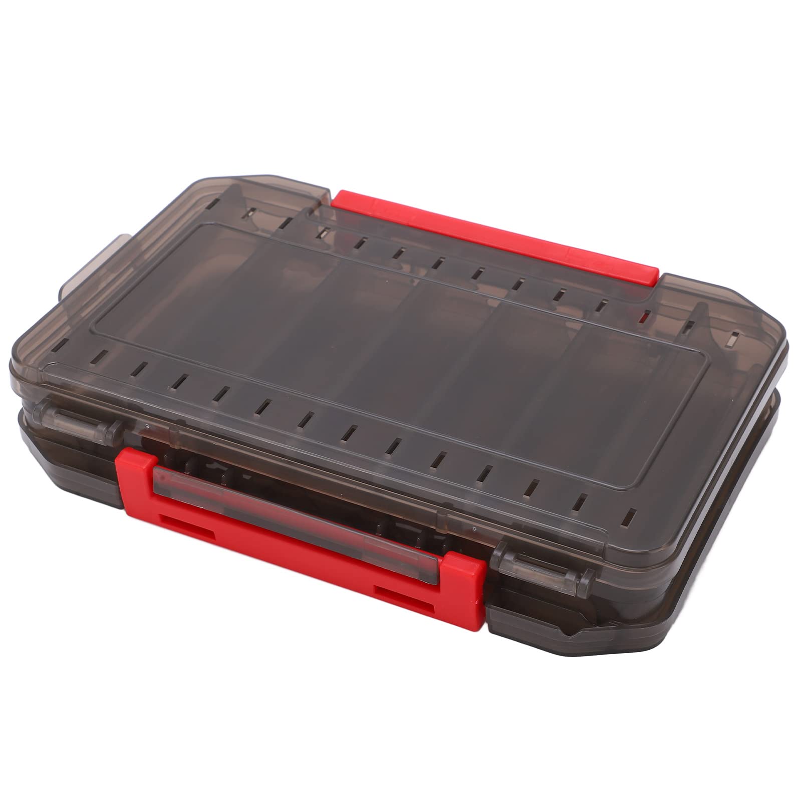 Fishing Lure Box, Breathable Ventilation Double Sided Quick Storage Bait Box with Handle for Fishing (Grey)