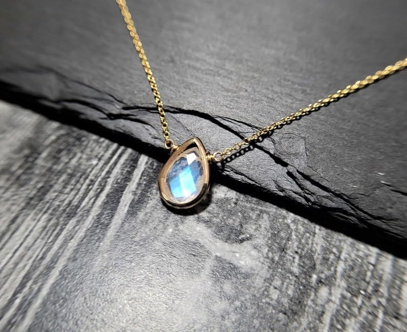Colgante de piedra lunar de plata 925 y cadena para mujer 2