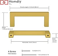 Vista 38 de homdiy 25 Pack 6-1/4 Inch Gold Handles for Cabinets Kitchen Cabinet Handles Brushed Brass Cabinet Pulls Gold Hardware for Cabinets Stainless Steel