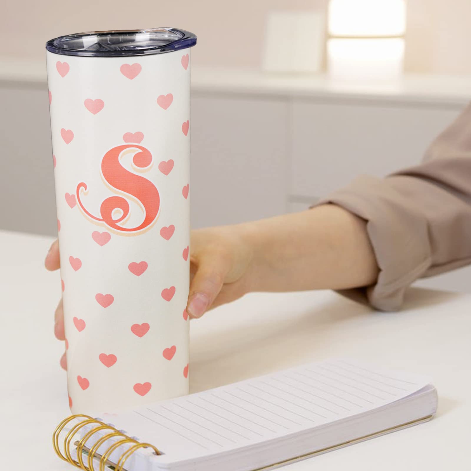 Monogrammierter Becher Mit Henkel Für Frauen - Personalisiert Mit Initial, 1,2 L, Rosa