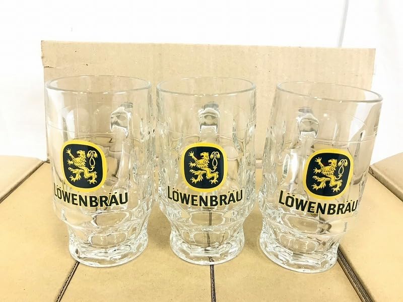 LOWEN BRAU ◎ レーベンブロイ  ビールジョッキ　新品　24個 Amazon.co.jp: 米軍放出品 ビールジョッキ 24個 360ml コップ