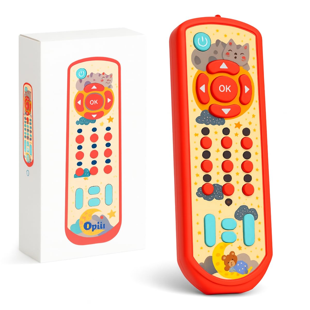 Toyana Baby TV Remote Control Toy, Early Learning Play Remote with Lights, Music & Sounds Toddler Toy, Sensory Birthday Gift for Infants Boys & Girls - Red โ image 1
