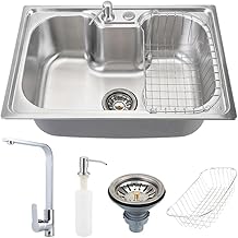 Pingoo.Casa, Kit Cuba para Cozinha com Acessórios, Gourmet, Aço Inox, Carajás e Torneira Misturador Monocomando, Tapajós, Prata