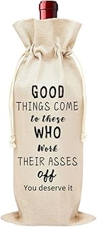 Funny Congratulations Promotion Gifts for Coworkers Job Promoted Wine Bag for Women Men Best Friend Job Promotion Gift for Friends Coworker Good Things Come To Those Who Work Their Asses Off Wine Bag