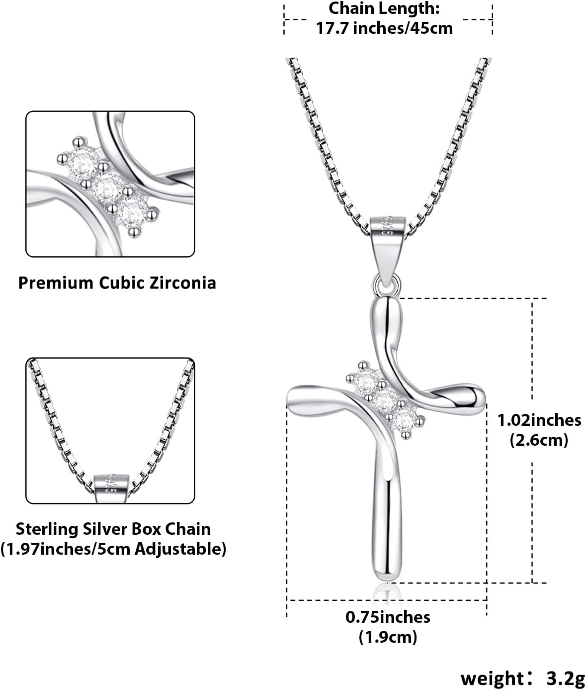 925 Sterling Silver Cross Necklaces for Women 12 Color Birthstone Necklace,Adjustable Cross Pendant With Cubic Zirconia,Ideal Hypoallergenic Jewelry Gift - Image 2