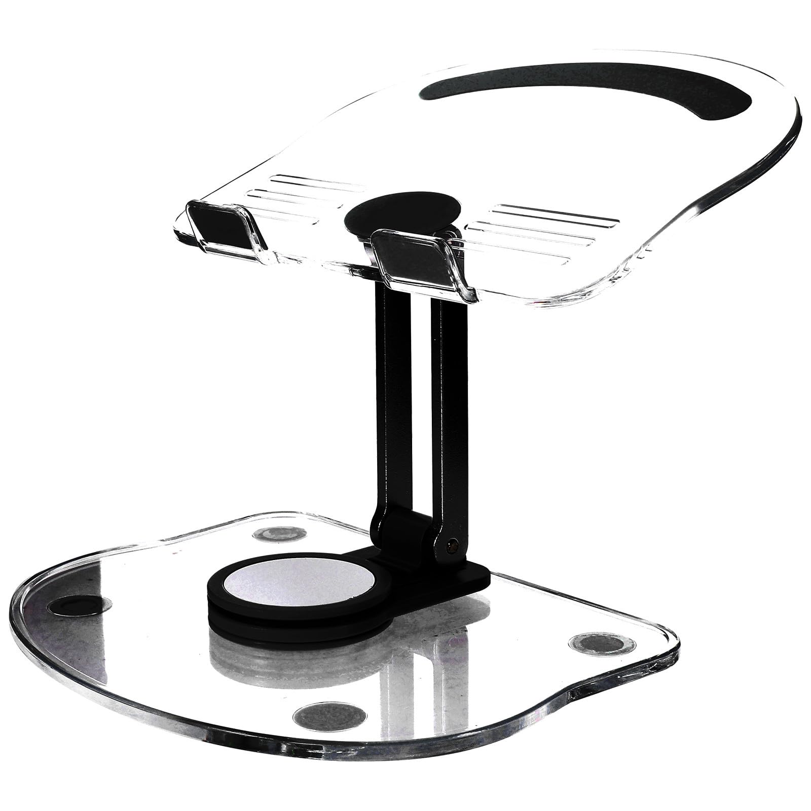 BESPORTBLE Soporte para Tableta de Escritorio Negro, Acrílico Resistente, Base Antideslizante, Plegable y Giratorio, Soporte Compacto y Ajustable para Tabletas, Adecuado para Oficina y Uso