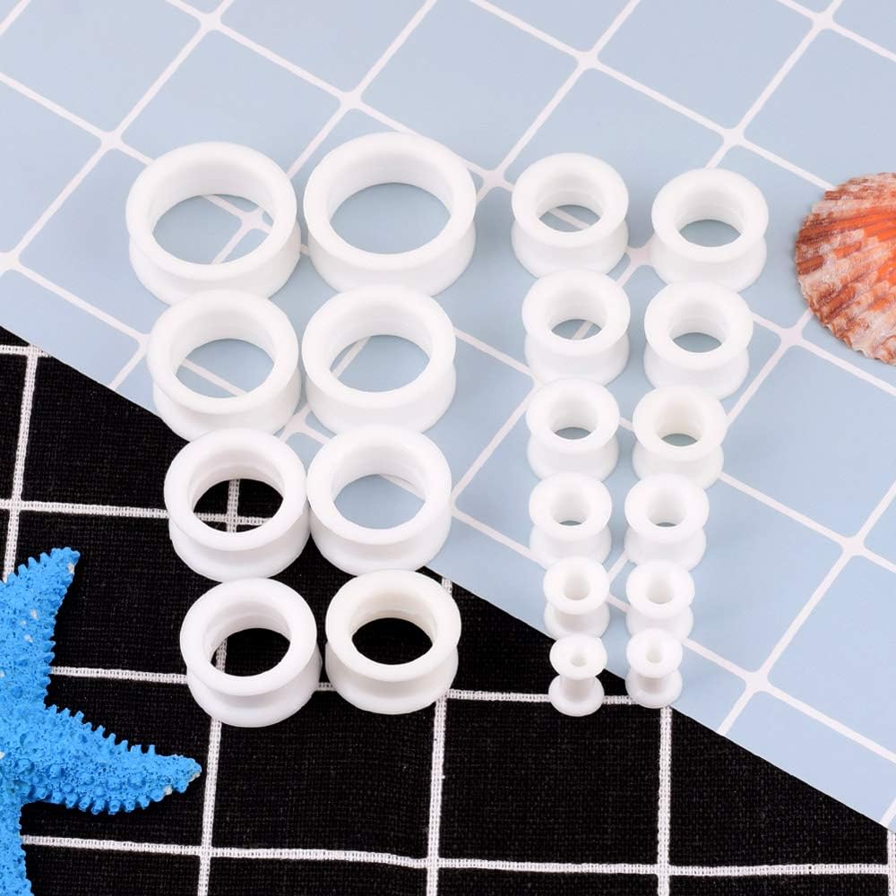 Stuppendux 2g-1" Silicone Plugs Kit Ear Skins Gauges Soft Ear Expander Tunnels Stretching Set 6-25MM