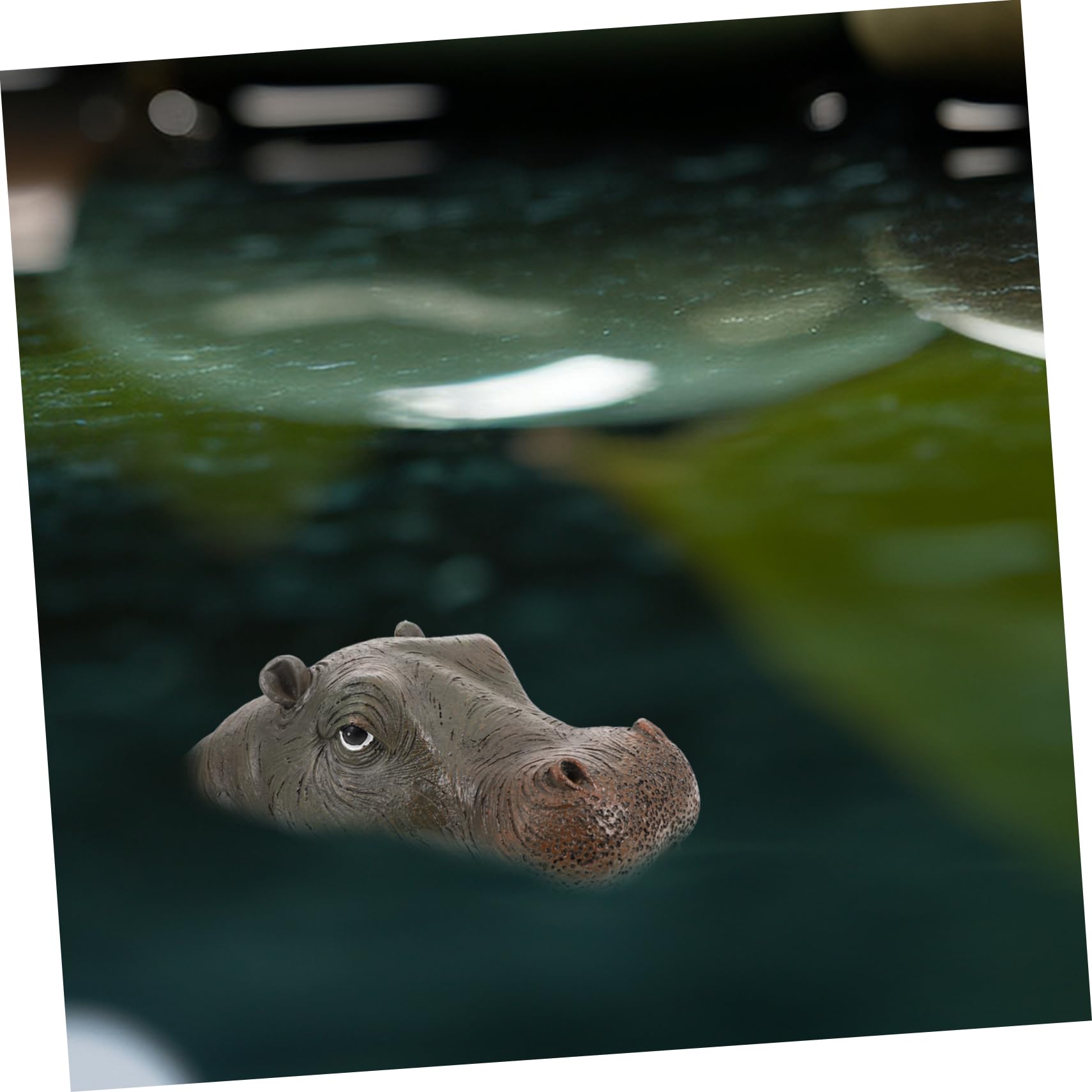 MAGICLULU 4 Stück Nilpferd-Statue Teich Meerestiere Gefälschter Fisch Tank Aquarium Solarbetriebener Wasserbrunnen Schwebend Fischglas Schwimmende Pflanze Schwimmt Black Kunstharz