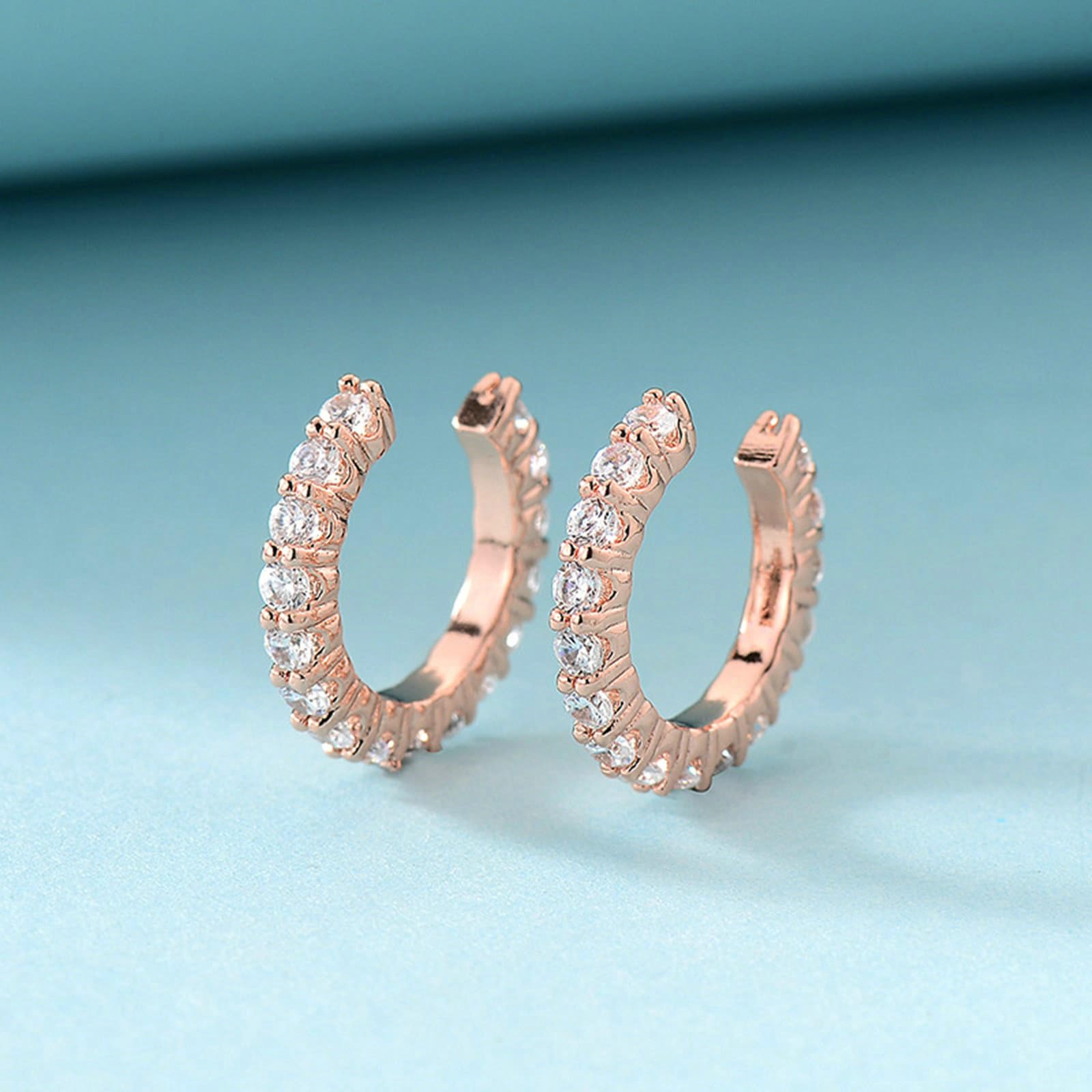 Ohrringe ohne Ohrlöcher Gold 750, Ohrclips Damen Hoop mit Moissanit Ear Cuff Ohrringe Allergiefrei für Frauen Hochzeit