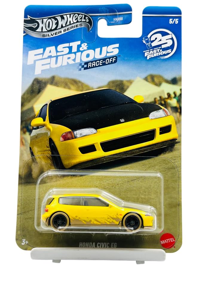 Image of Hot Wheels Fast & Furious Race Off 1:64 Scale 'Honda Civic E6 for 3 Years & Above 5 /5 (Yellow)