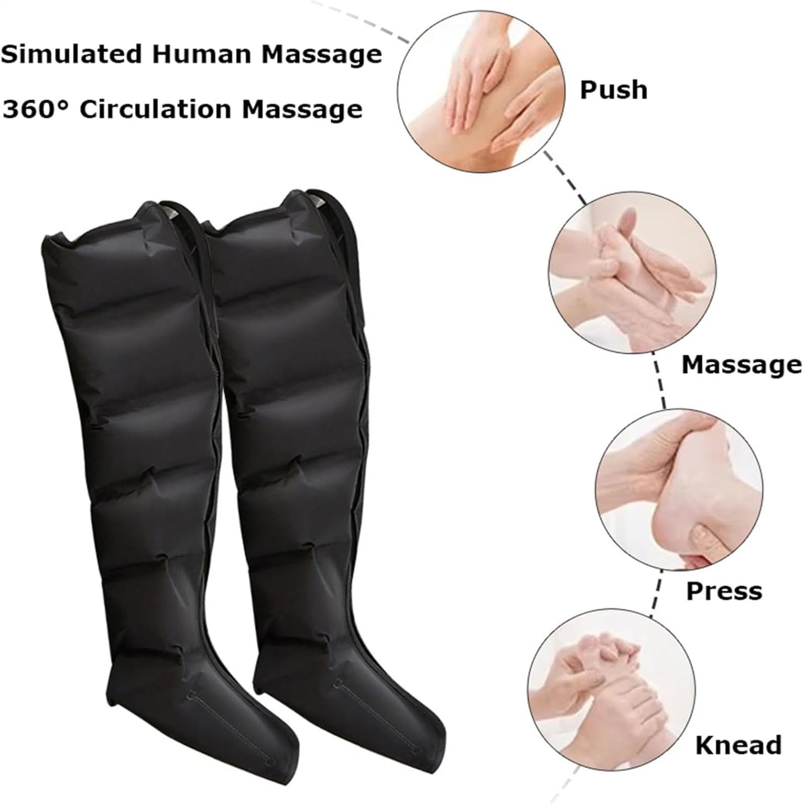 Presoterapia y masajeador de drenaje linfático, botas eléctricas de terapia de compresión de aire para piernas, brazos y estómago, diseño de 6 cámaras