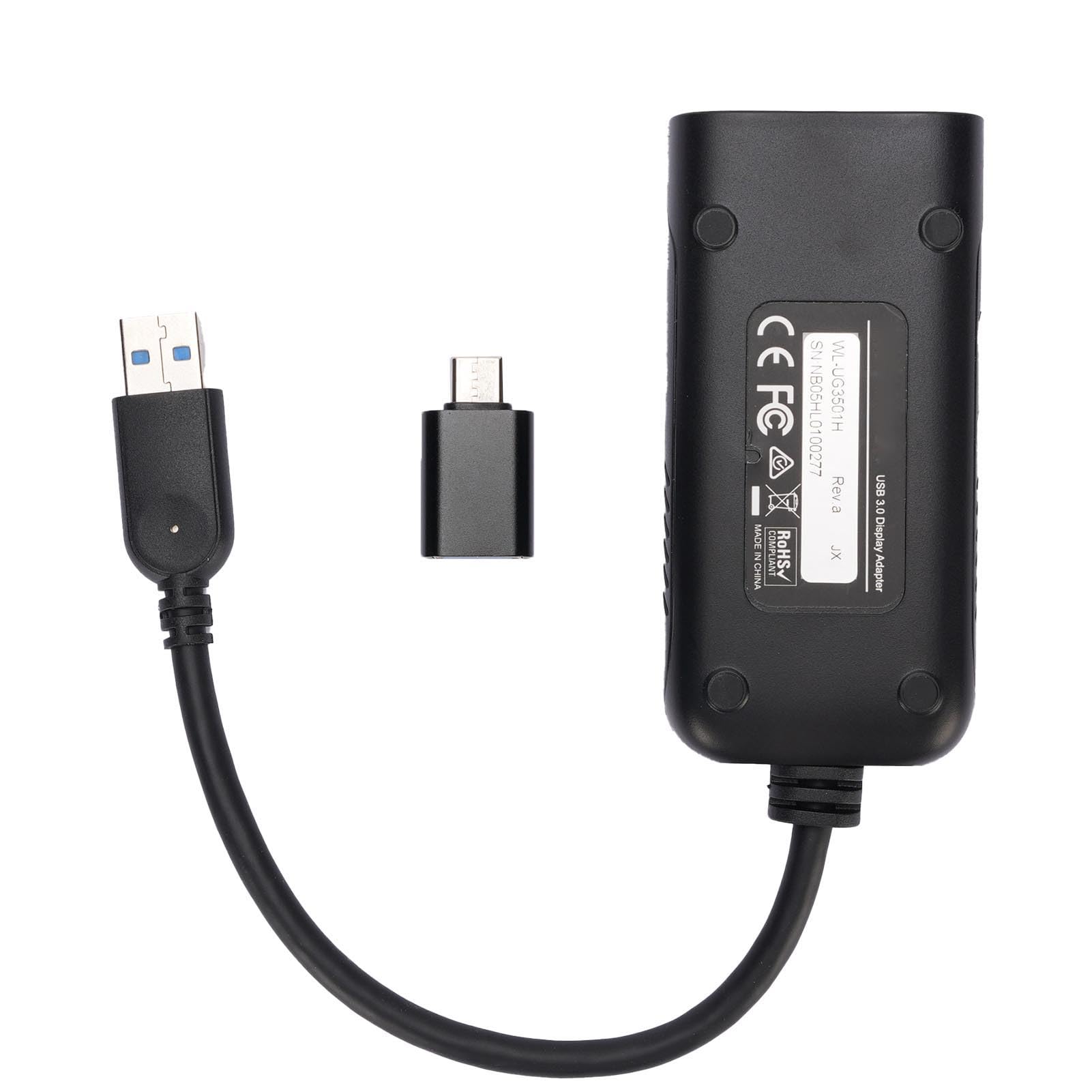 Jiawu Steckbarer USB3.0-auf-High-Definition-Multimedia-Schnittstellenadapter, Doppelbildschirm-High-Definition-Display für Grafikdesign, Bearbeitung für Typ-C-Anschluss