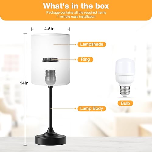 Vista 24 de Fenmzee Juego de lámparas de mesa pequeñas táctiles regulables de 2 a 3 vías, carga USB A + C, salida de CA, base de grano de madera, bombillas