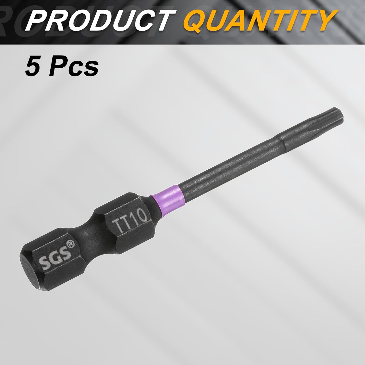 HARFINGTON 5pcs TT10 Torx Head Impact Screwdriver Bits 1/4" Hex Shank 2" (50mm) Long Magnetic Tamper Proof 6 Point Star Screw Driver Drill Bits Phosphate S2 Steel Power Tools with Hole