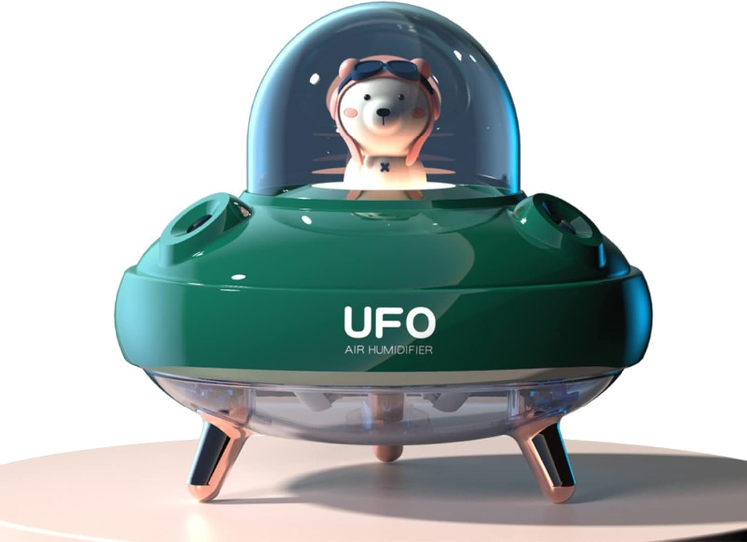 UFO Double Spray humidifier USB Spray Night Light Mute Bedroom Home Mini Cute pet Water Replenisher Gift hit(Moonlight White,Electricity Storage Fund)