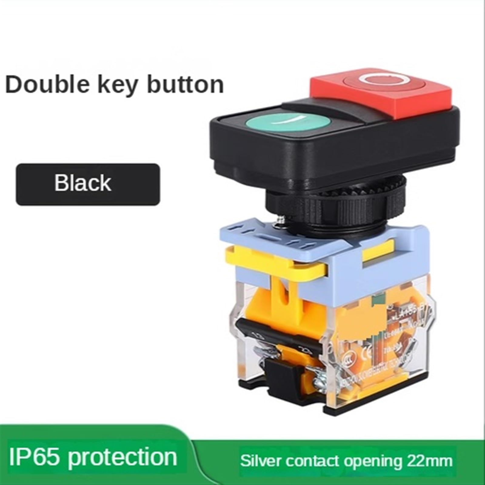 1 interruptor LED de 220 V y 12 V, doble botón pulsador 1NO1NC de 22 mm, interruptor de encendido y apagado, interruptor de encendido y apagado con luz 2NO(2NO Without Light,110V)