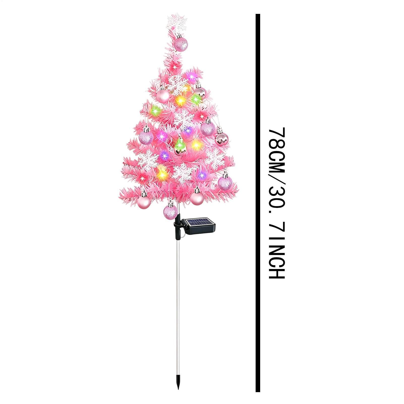 Albero di Natale Solare Ornamenti Rosa Impermeabili