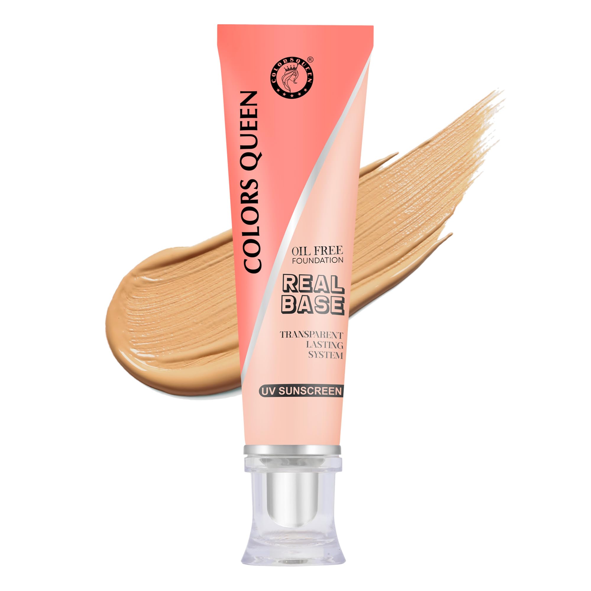 Colors Queen Real Base Oil Free, Waterproof Foundation | Transparent Matte Finish Foundation with SPF, Lightweight Liquid Foundation for Face Makeup (Natural)-picture-52