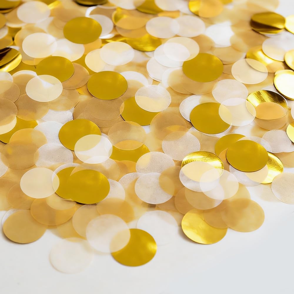 Biodegradable Confetti - Eco-Friendly Paper Party Decorations for Weddings, Birthdays & Celebrations - Gold, White & Tan Color Mix (50g)
